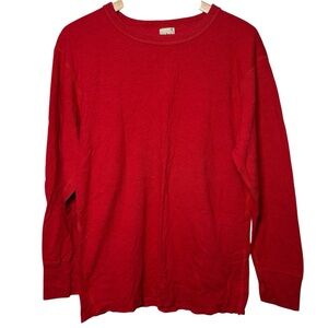 VTG LL Bean Crewneck Men Double Layer Medium Red Wool Cotton LongSleeve Pullover
